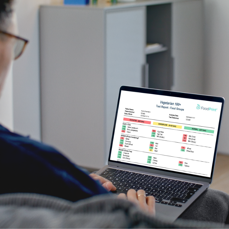 FoodPrint 160 Vegetarian sample report laptop view